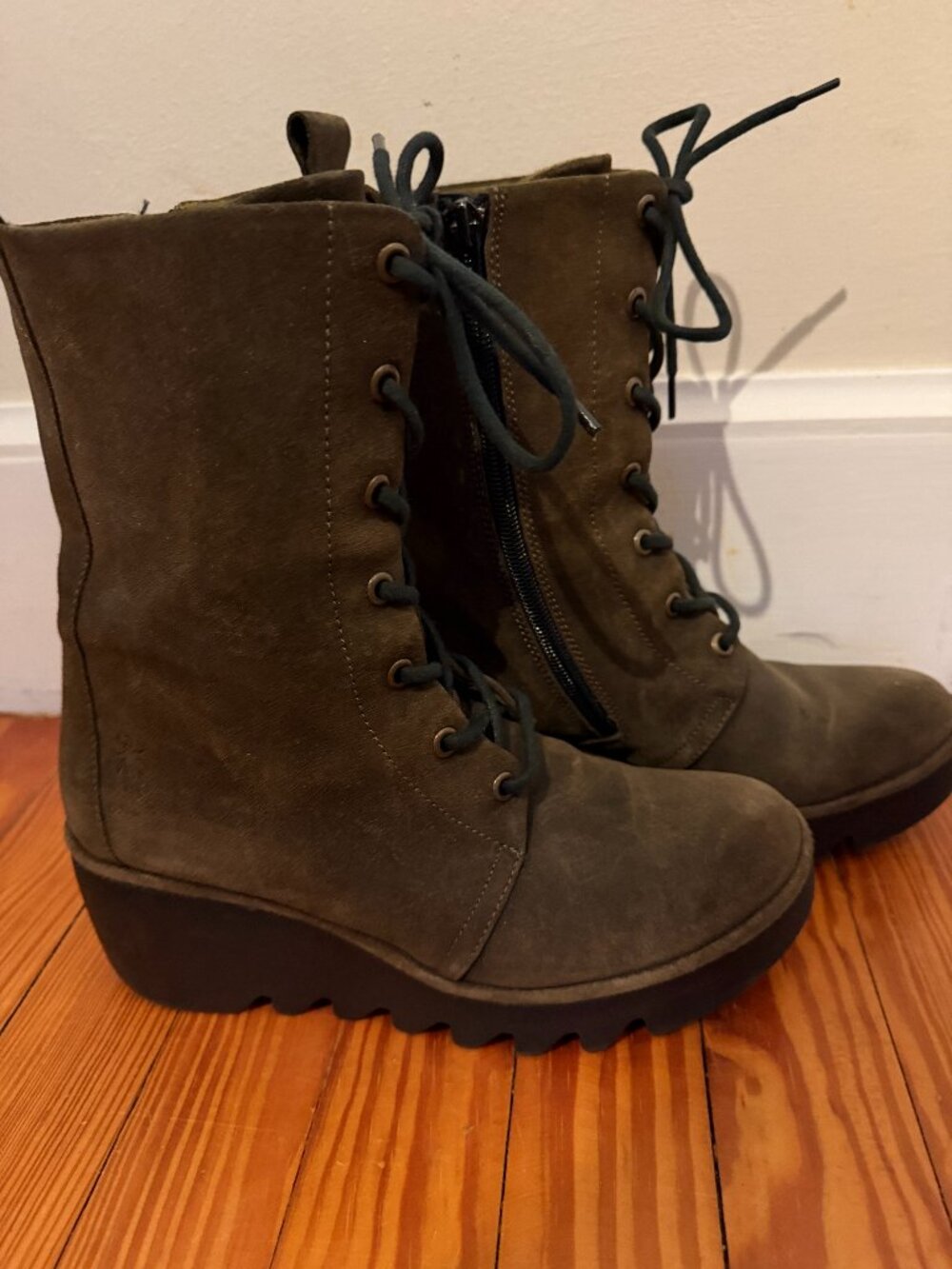 FLY London Brown Suede Lace Up Boots
